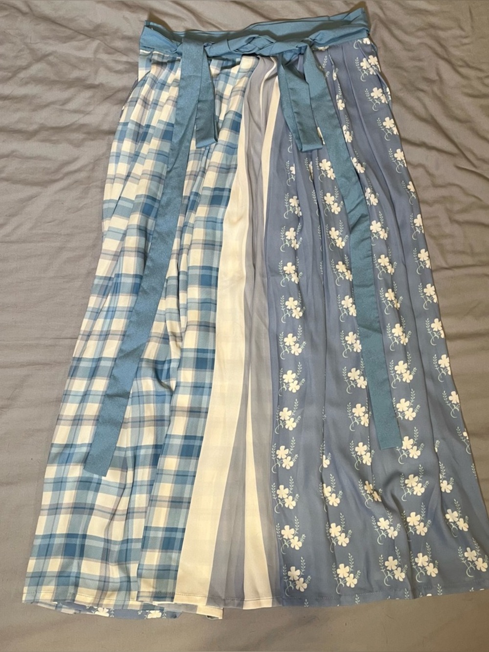 Blue print casual hanyuansu pleated skirt